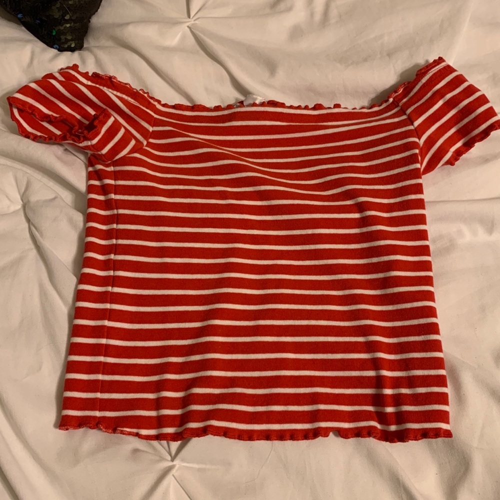 H&M Red/White Stripped off the shoulder shirt